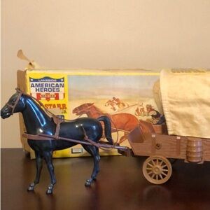 Vintage Horse and Covered Wagon Toy Set Lakeside Toys 1960’s